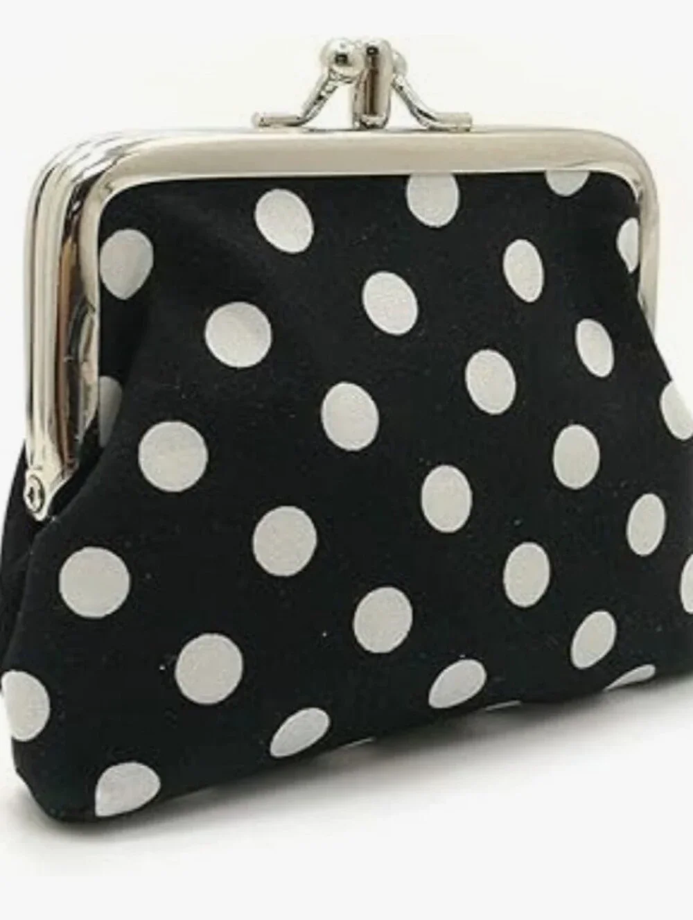 💙 2 For $40 Vintage Floral Kiss Lock Coin Purse Double Layer Pocket Polka Dot